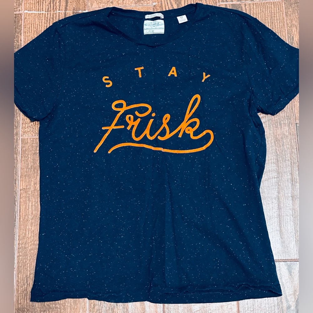 Scotch & Soda Navy Blue Tee with Orange Print